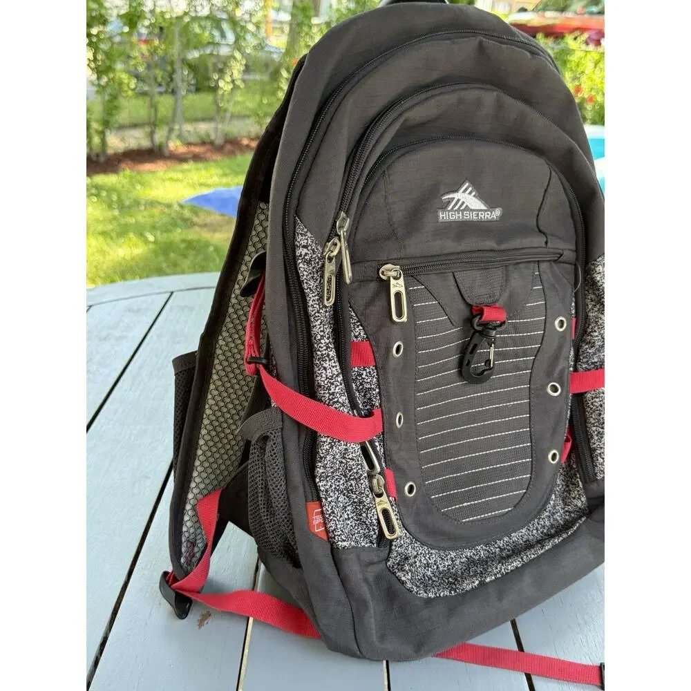 HIGH SIERRA Unisex Tactic Backpack 17” Laptop Pocket Gray Red Outdoor Travel Bag